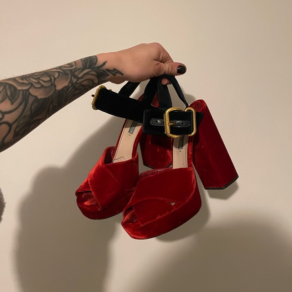 Prada Shoes - Vintage Prada velvet platforms